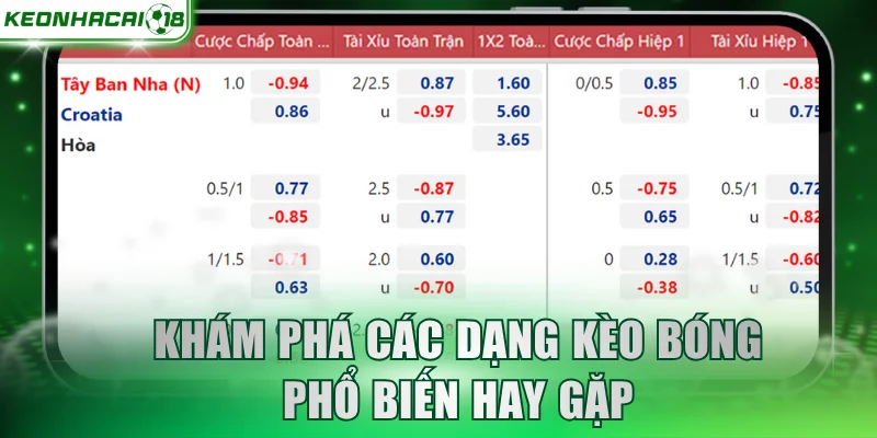 Khám phá các dạng kèo bóng phổ biến hay gặp
